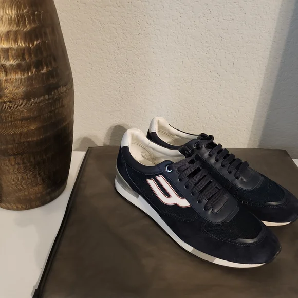 Bally Blue Sneakers Suede Mesh Low-Top